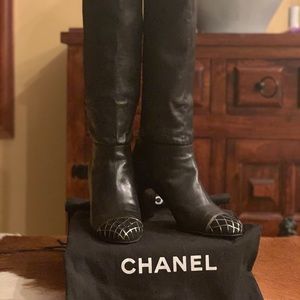 Authentic Chanel Cap Toe Leather Boots